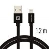 Swissten USB / Lightning fonott kábel 1.2m  fekete